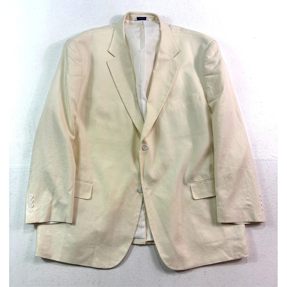 NEW Kings Court 54R 54B Linen Rayon Ivory Blazer Jacket Sport Suit Coat Mens‎